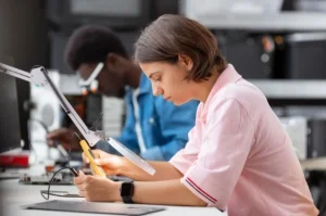 estudante fazendo prática durante a graduação